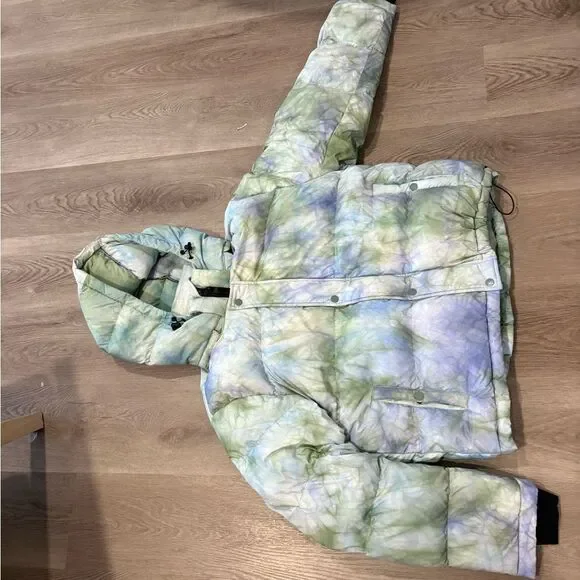 Aritzia Super Puff Shorty in Quicksilver Blue and Green - Picture 3 of 12